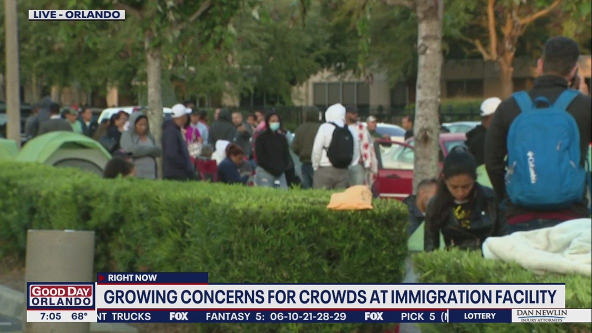 Crowds gather, camp out at Orlando immigration facility